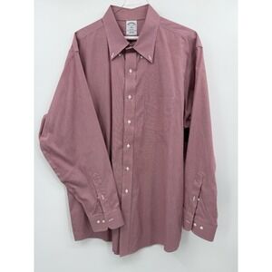 Brooks Brothers Men's REGENT Non-Iron Plaid Dress Shirt Red White 17 1/2 - 4/5